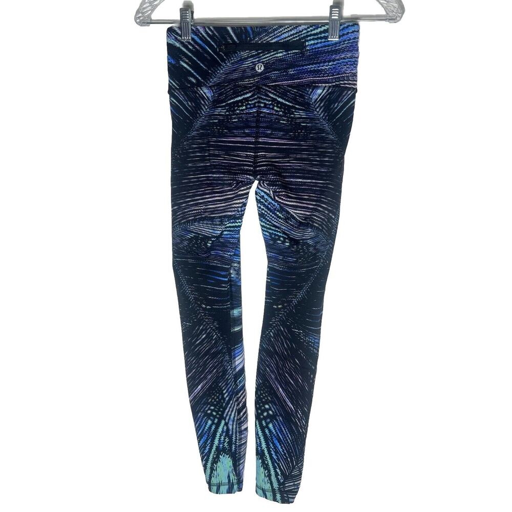 Lululemon Deadstock Speed Wunder Under Leggings Size 4 Tropics Blue Black Sport
